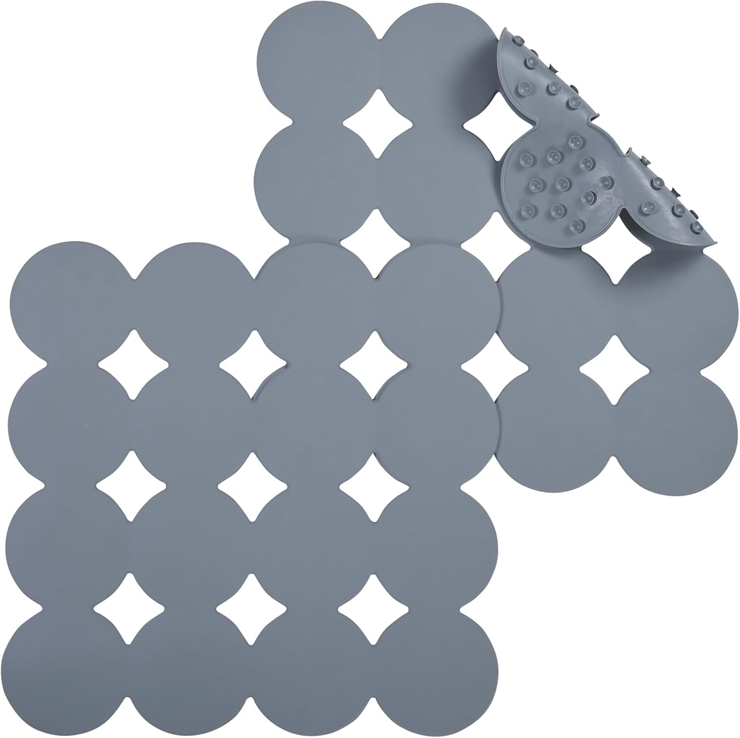 Square Shower Mat Nonslip - 2PCS Rubber Bathtub Mat with Suction Cups for Inside Shower Bathroom
