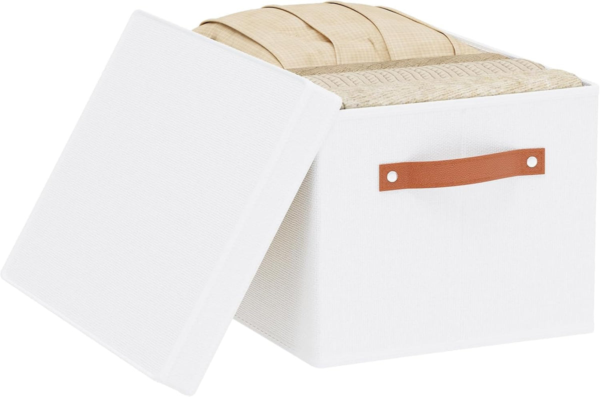 Fabric Storage Bins, Clothes Boxes for Shelves with Lids, 1 Pack Baskets for Organizing with