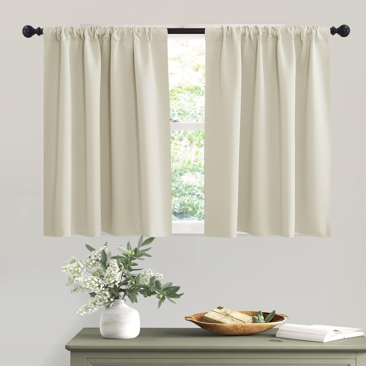 RYB HOME Small Window Curtains - Room Darkening Light Block Energy Efficient Privacy Drapes for