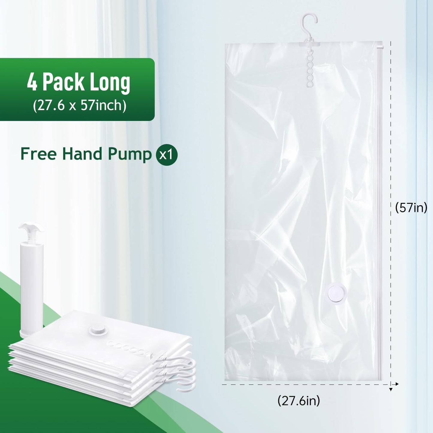 Hanging Vacuum Storage Bags For Clothes With Hand Pump,Coat Storage Bag Hanging,Vacuum Bags For
