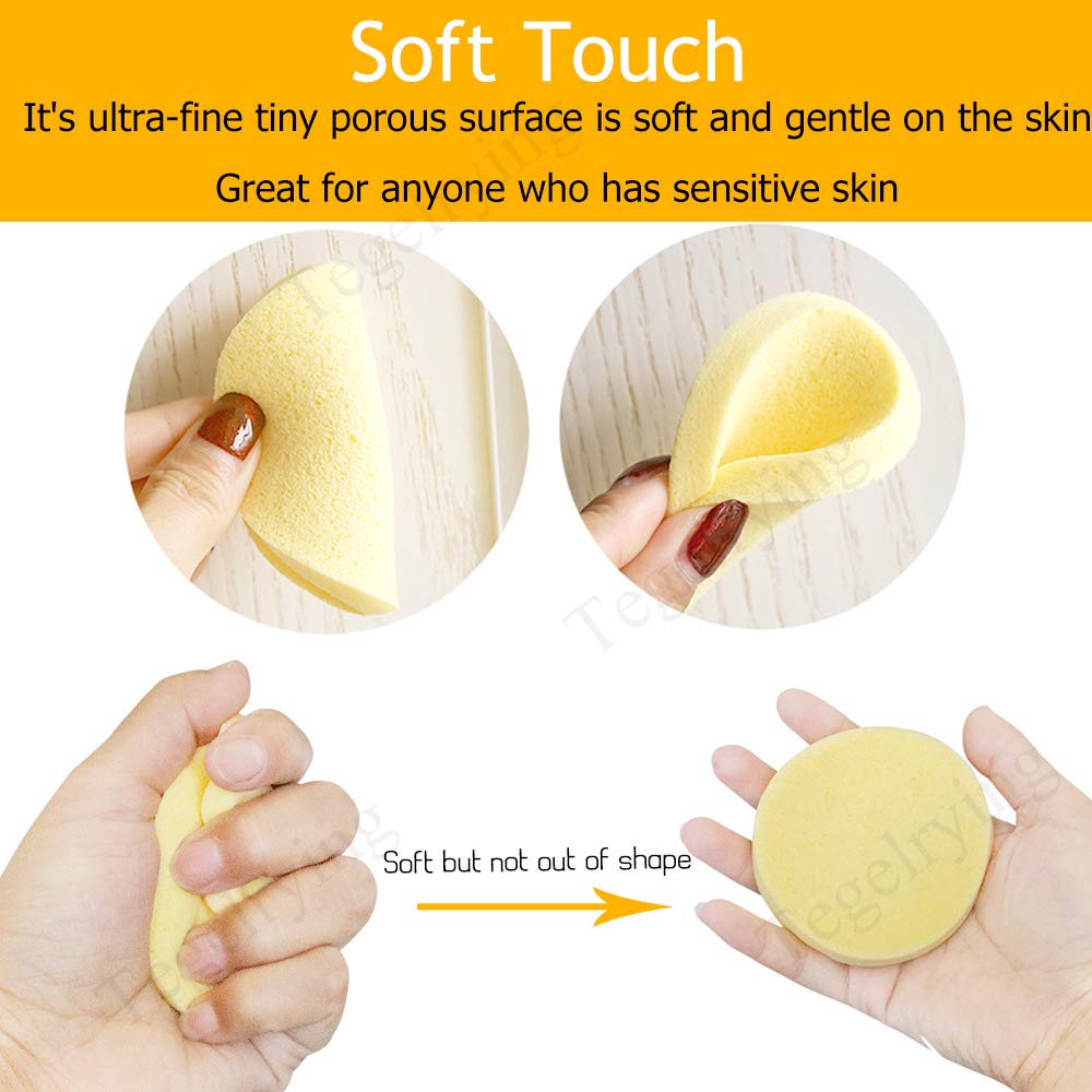 Facial Sponge Compressed,60 Pcs PVA Professional Makeup Removal Wash Round Face Sponges Spa Pads