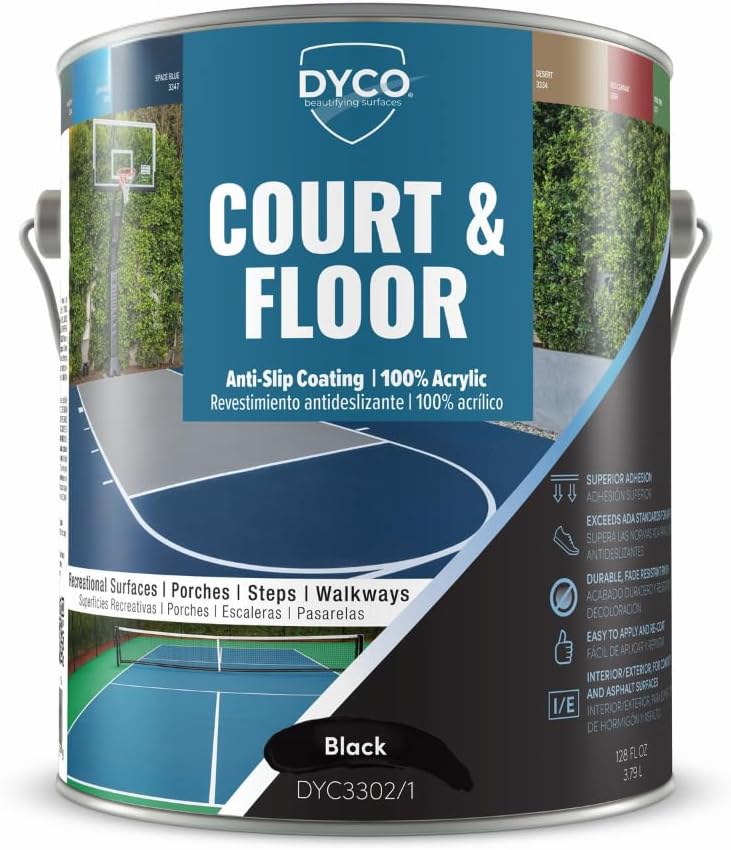DYCO Court & Floor Anti-Slip Coating - Slip-Resistant Pavement, Cement & Concrete Paint for