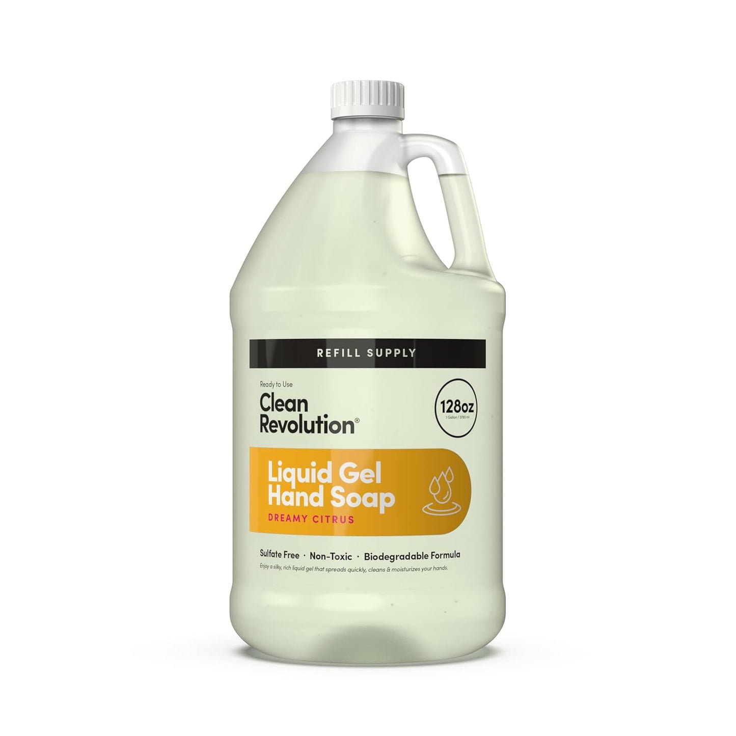 Clean Revolution Liquid Gel Hand Soap, Silky Rich Liquid, Quick Lather, Fast Rinsing, Contains Real