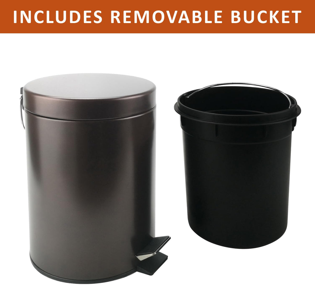 Stainless Steel Small Trash Can with Lid & Step Pedal - 5 Liters/1.3 Gallon Soft Close Waste Basket