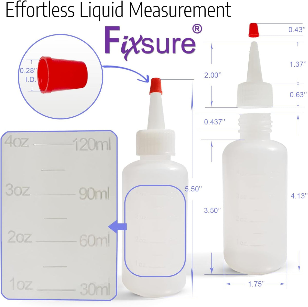 Plastic Squeeze Bottles with Red Tip Cap, 4 Oz Squirt Bottle For Ketchup, BBQ, Sauces, Syrup