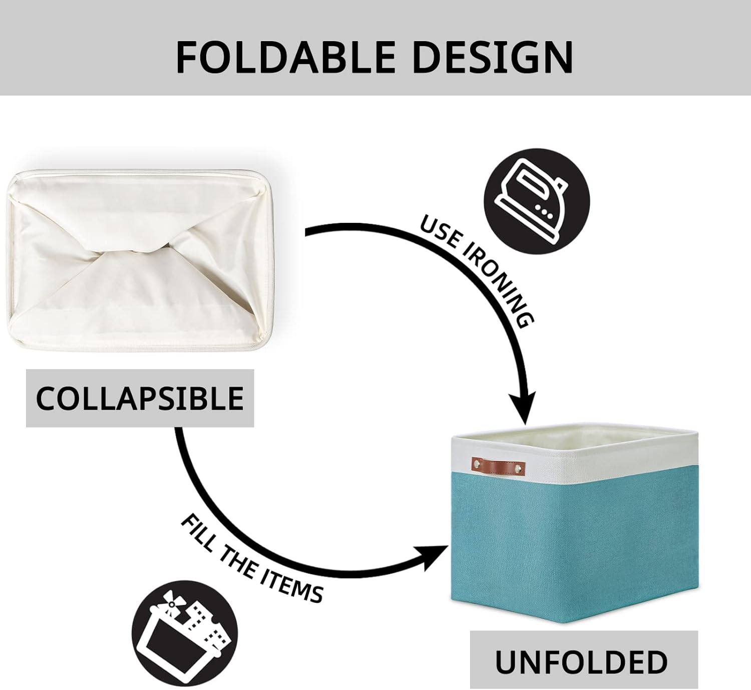 DULLEMELO Large Closet Storage Baskets Canvas Storage Baskets for Organizing 2 Pack Collapsible
