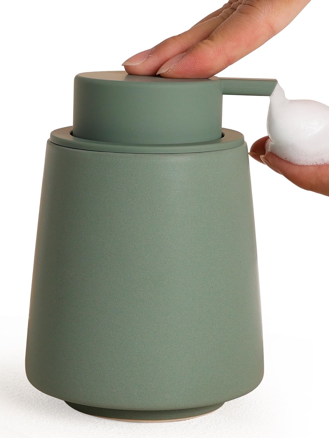 INGOFIN Ceramic Foaming Soap Dispenser -14 oz Foam Hand Soap Dispenser Bathroom Modern Refillable