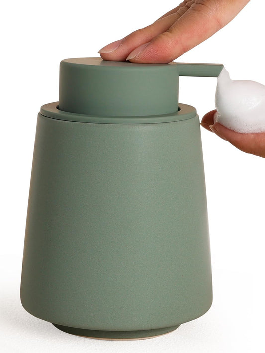 INGOFIN Ceramic Foaming Soap Dispenser -14 oz Foam Hand Soap Dispenser Bathroom Modern Refillable