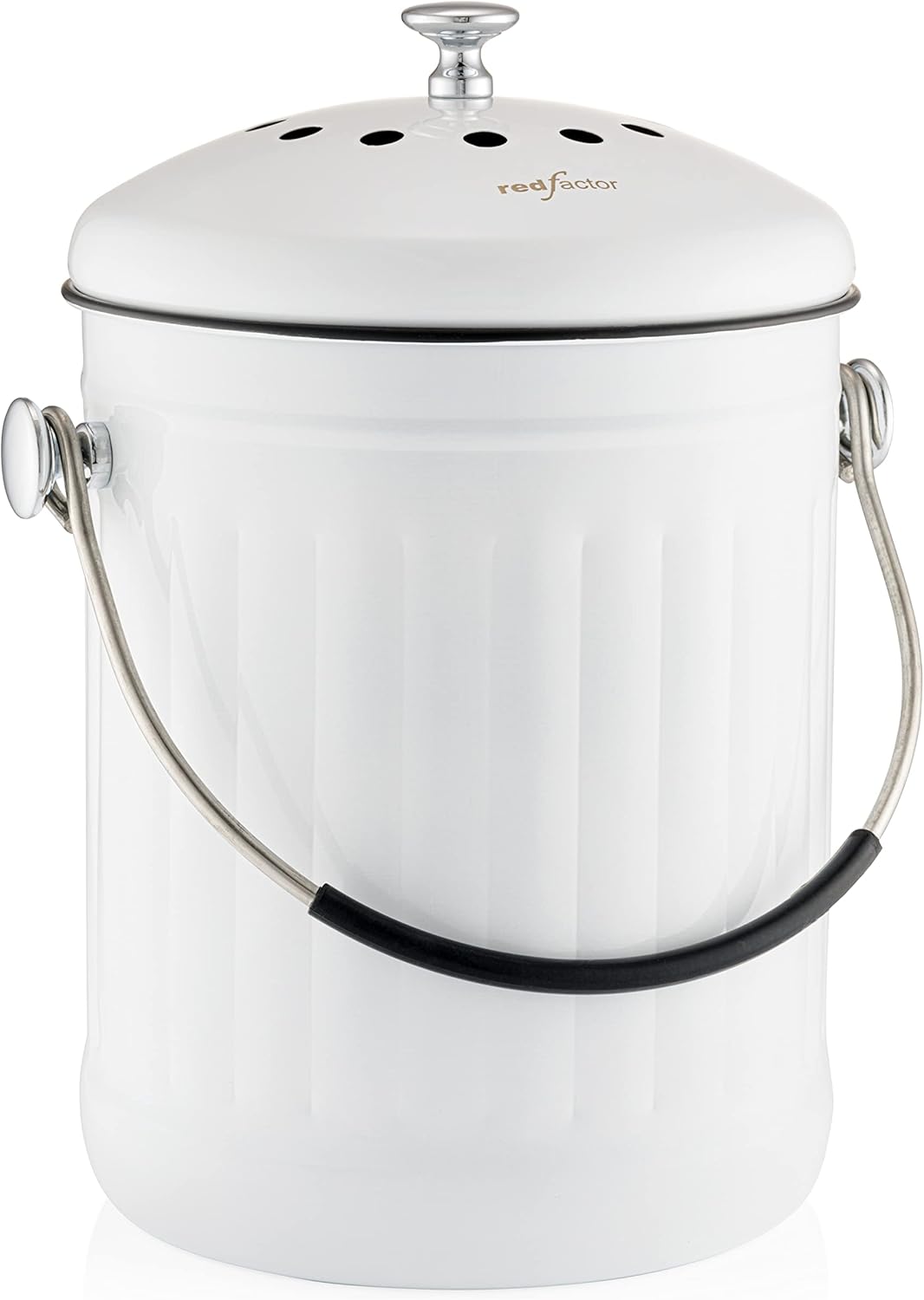 RED FACTOR Premium Compost Bin for Kitchen Countertop - Stainless Steel Food Waste Bucket with