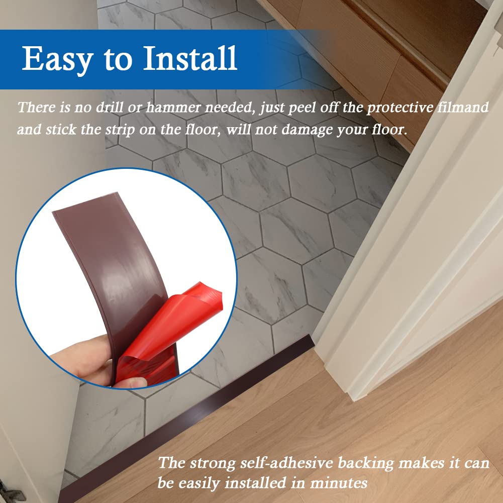 Floor Transition Strip Self Adhesive Floor Cover Strips Laminate 2" Wide Vinyl Flat Divider