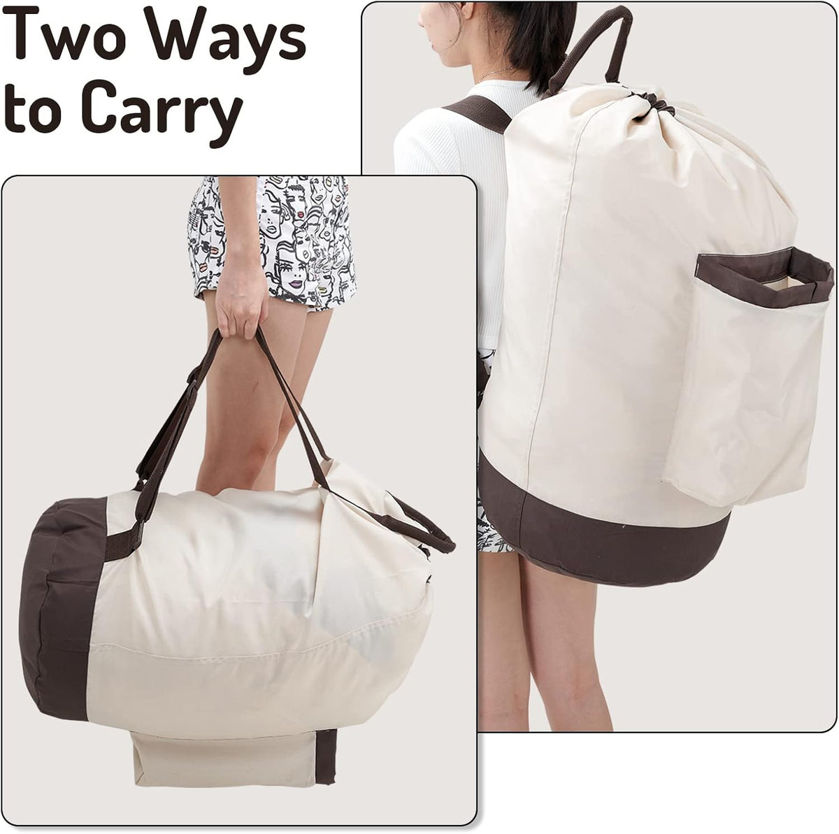 Laundry Bag Backpack with Shoulder Straps and Detergent Holder Clothes, Travel Laundry Backpack Bag