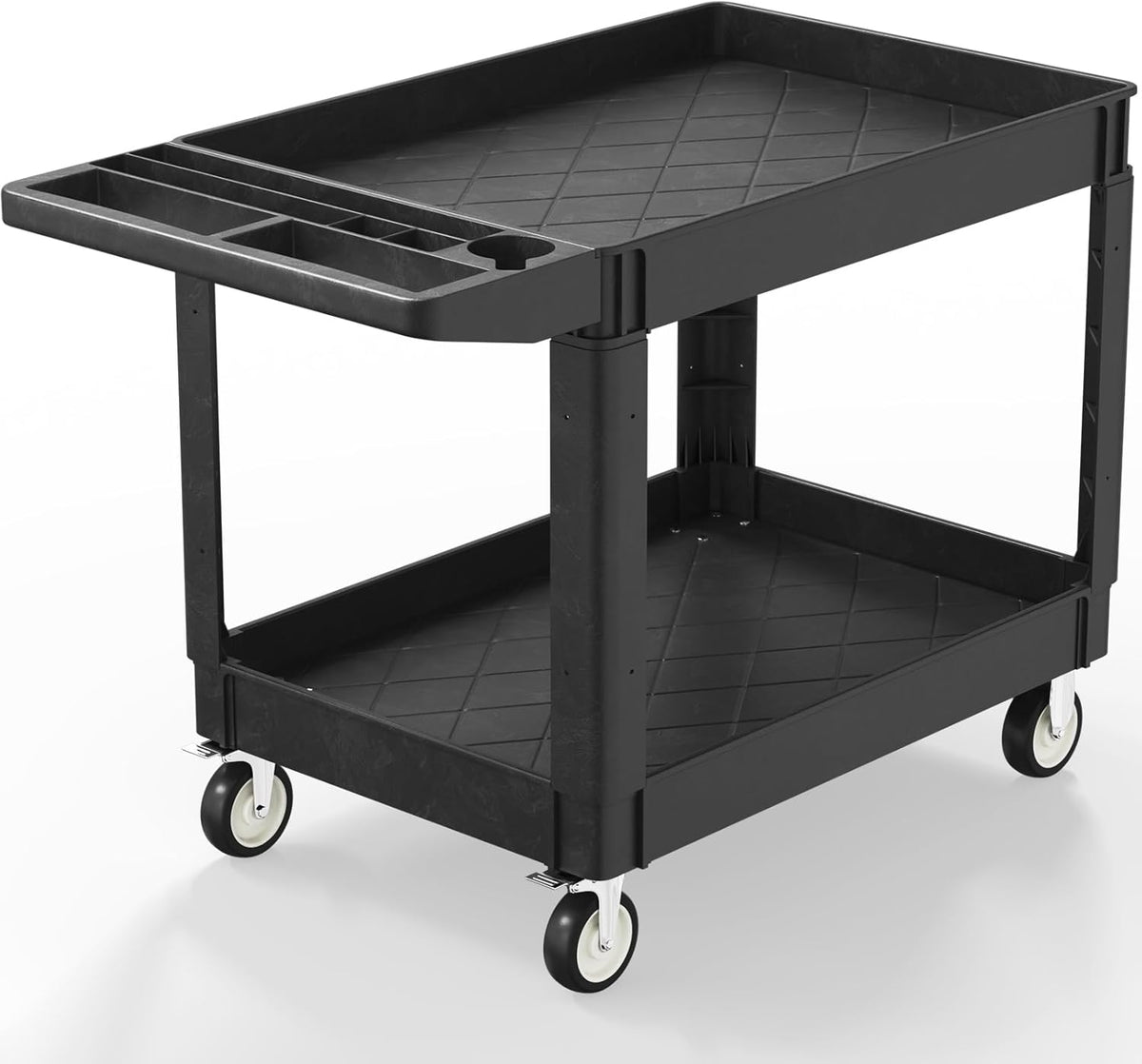Utility Cart on Wheels, 1000 lbs Capacity Rolling Service Cart, 45 x 25 Inch Work Carts, 2 Shelf