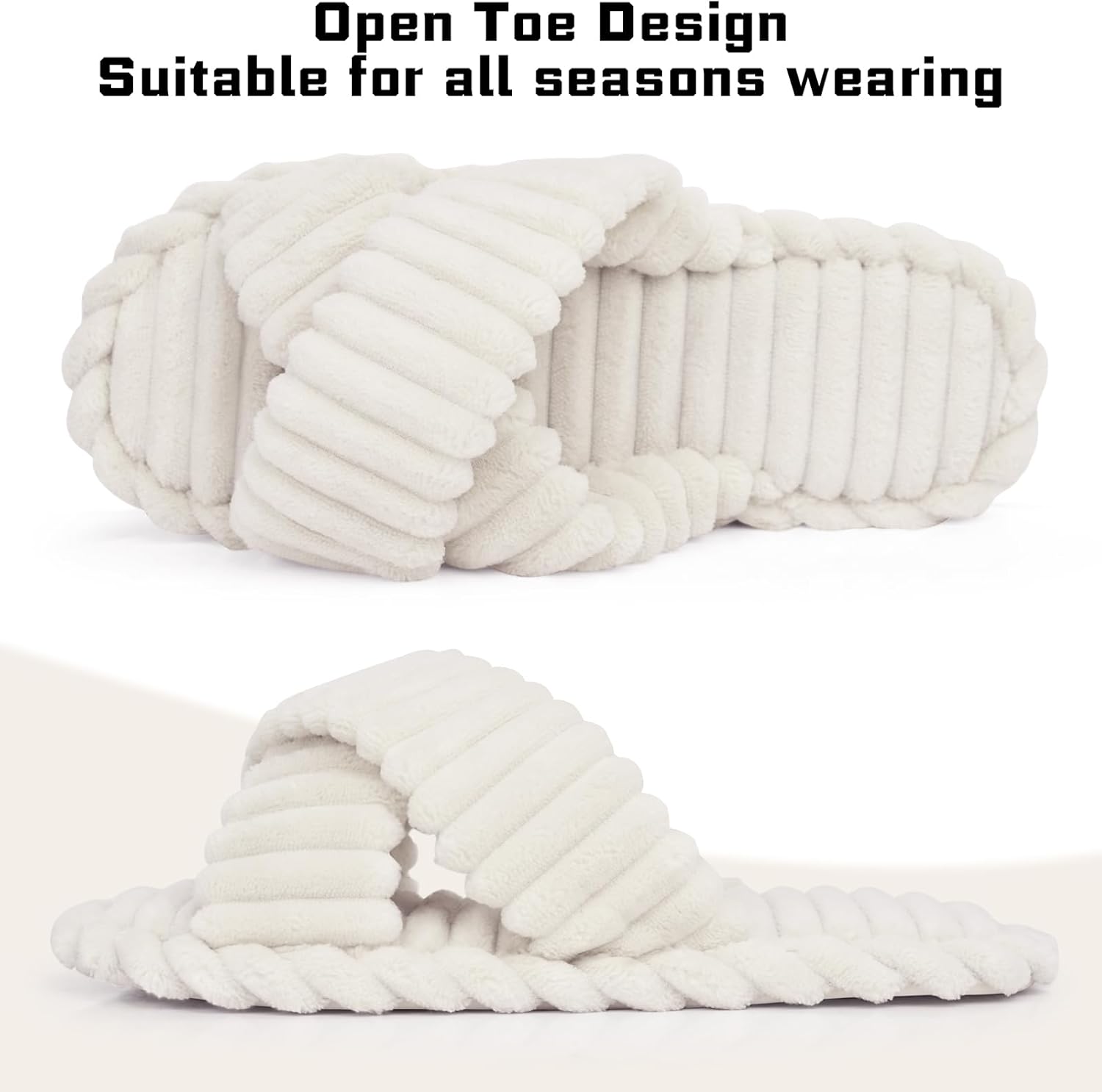 ZOORON Women's Cozy Slippers Crossbands & Durable Foam - Soft Plush Lined Non-Slip Indoor Outdoor