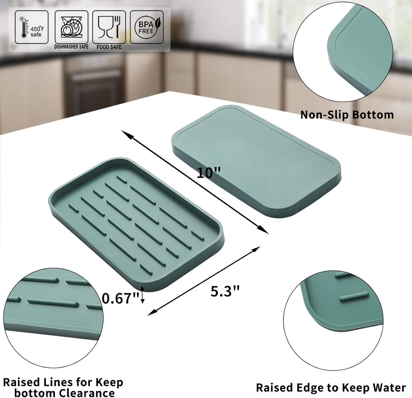 Silicone Kitchen Sink Organizer Tray for Multiple Usage,Eco-Friendly Sponges Holder for Kitchen