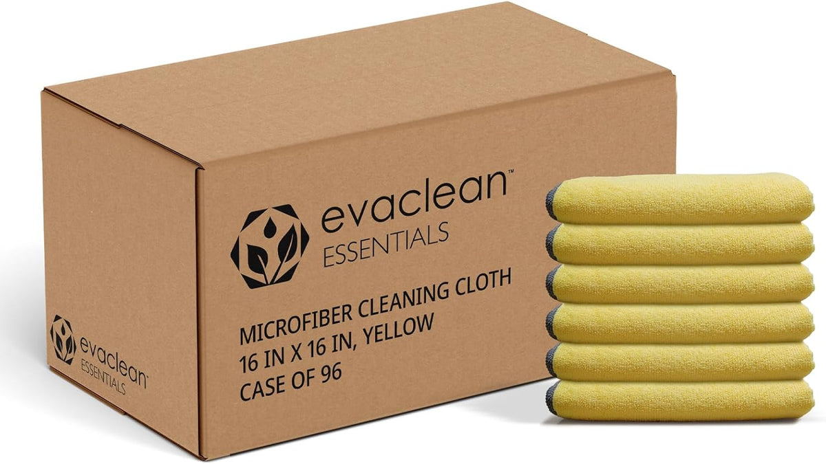 EvaClean Essentials Premium Microfiber Cleaning Cloth 16"x16" - Reusable, Washable, Non-Scratch