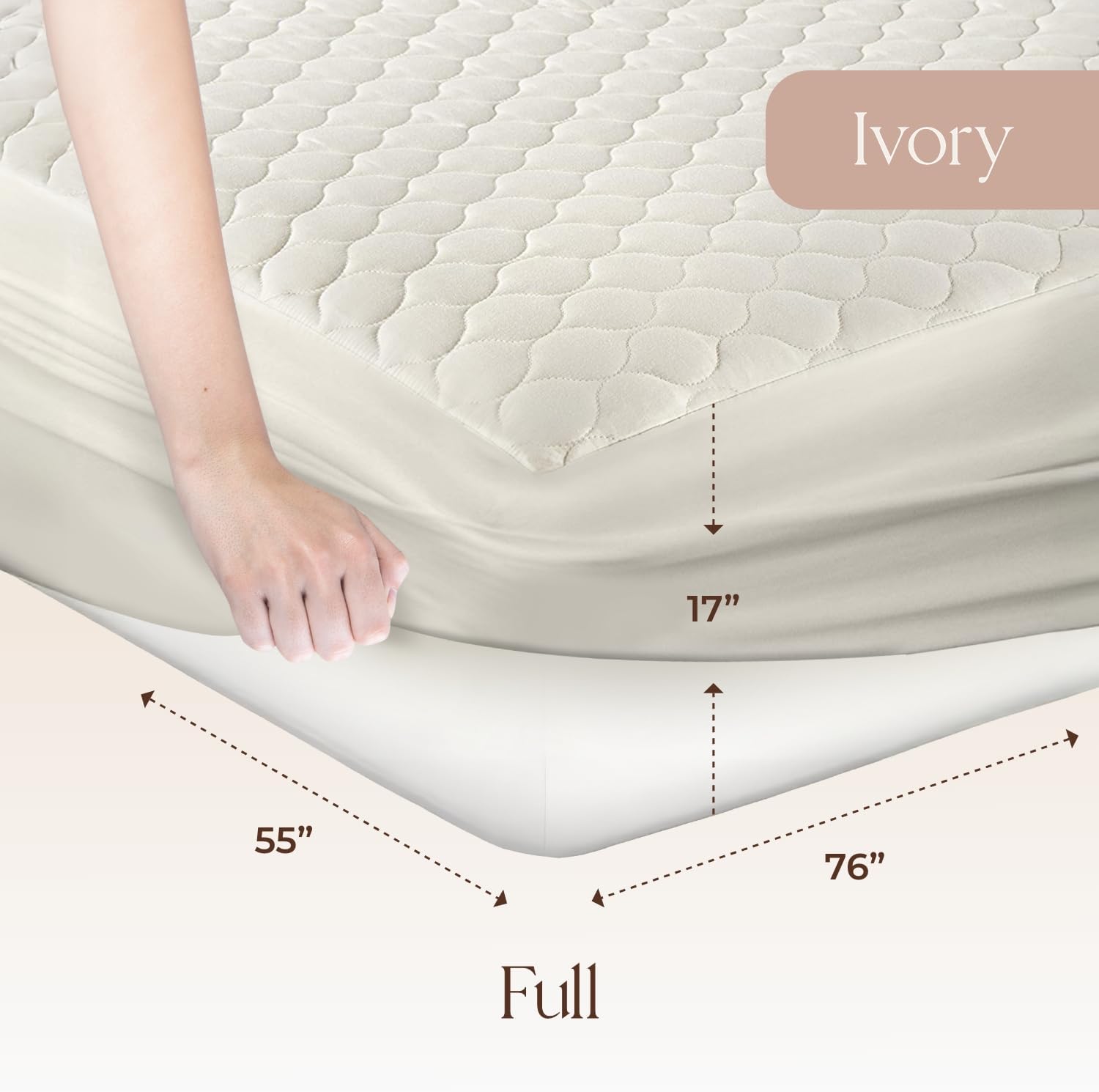 100% Cotton Organic Mattress Pad - Breathable & Cooling Mattress Protector Full Size - Premium