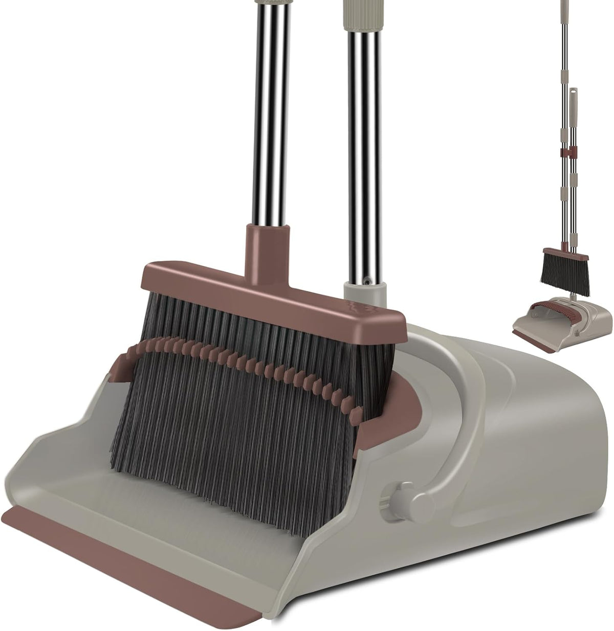 kelamayi Upgrade Broom and Dustpan Set, Self-Cleaning with Dustpan Teeth, Ideal for Dog Cat Pets