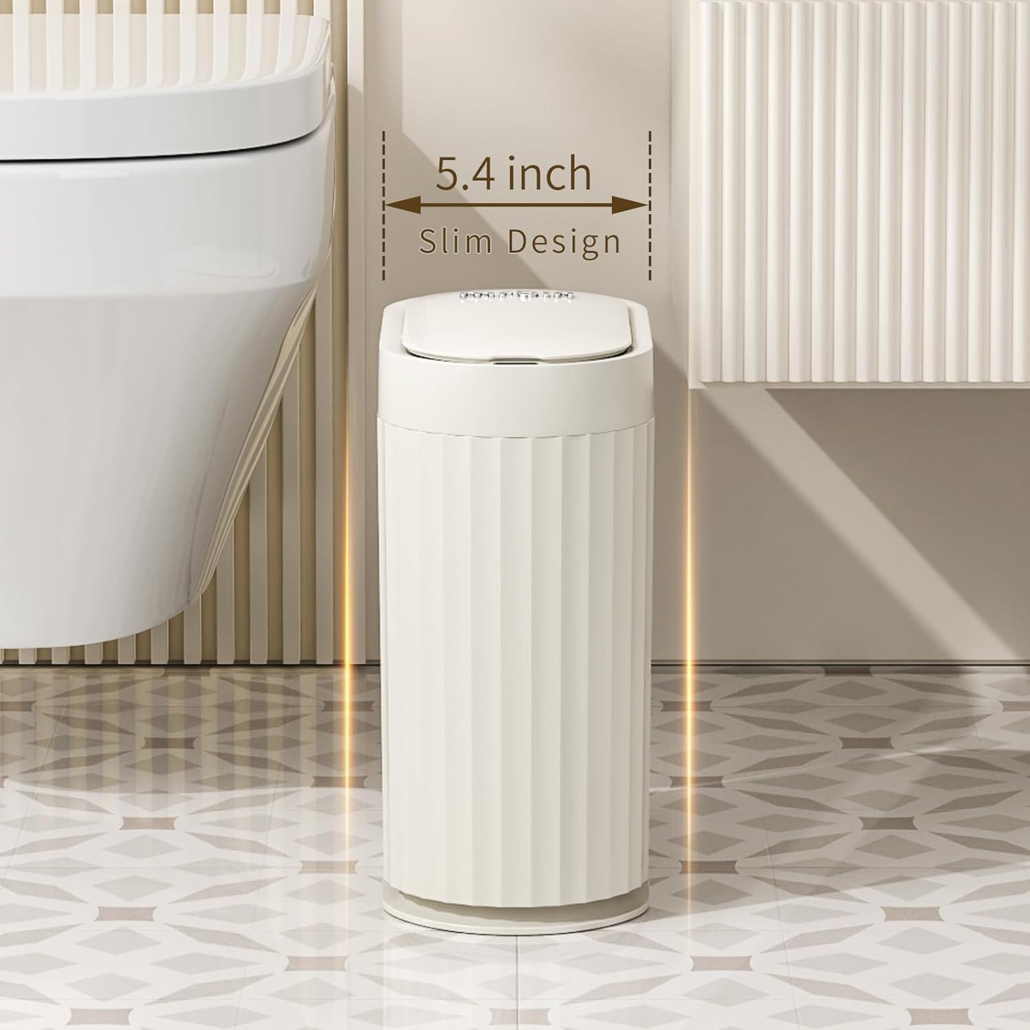 MRBIN Small Trash Can for Bathroom, Automatic Touch Less Garbage Bin with Lid, 2 Gallon Plastic