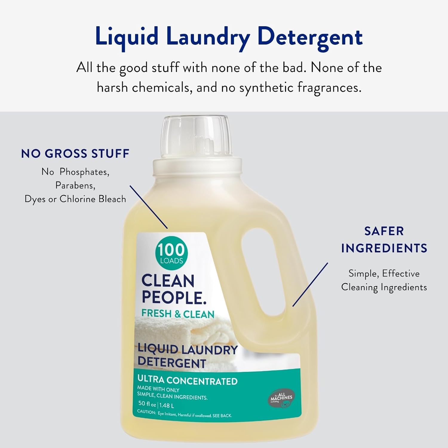 The Clean People Liquid Laundry Detergent - Recyclable Packaging, Stain Fighting - Ultra