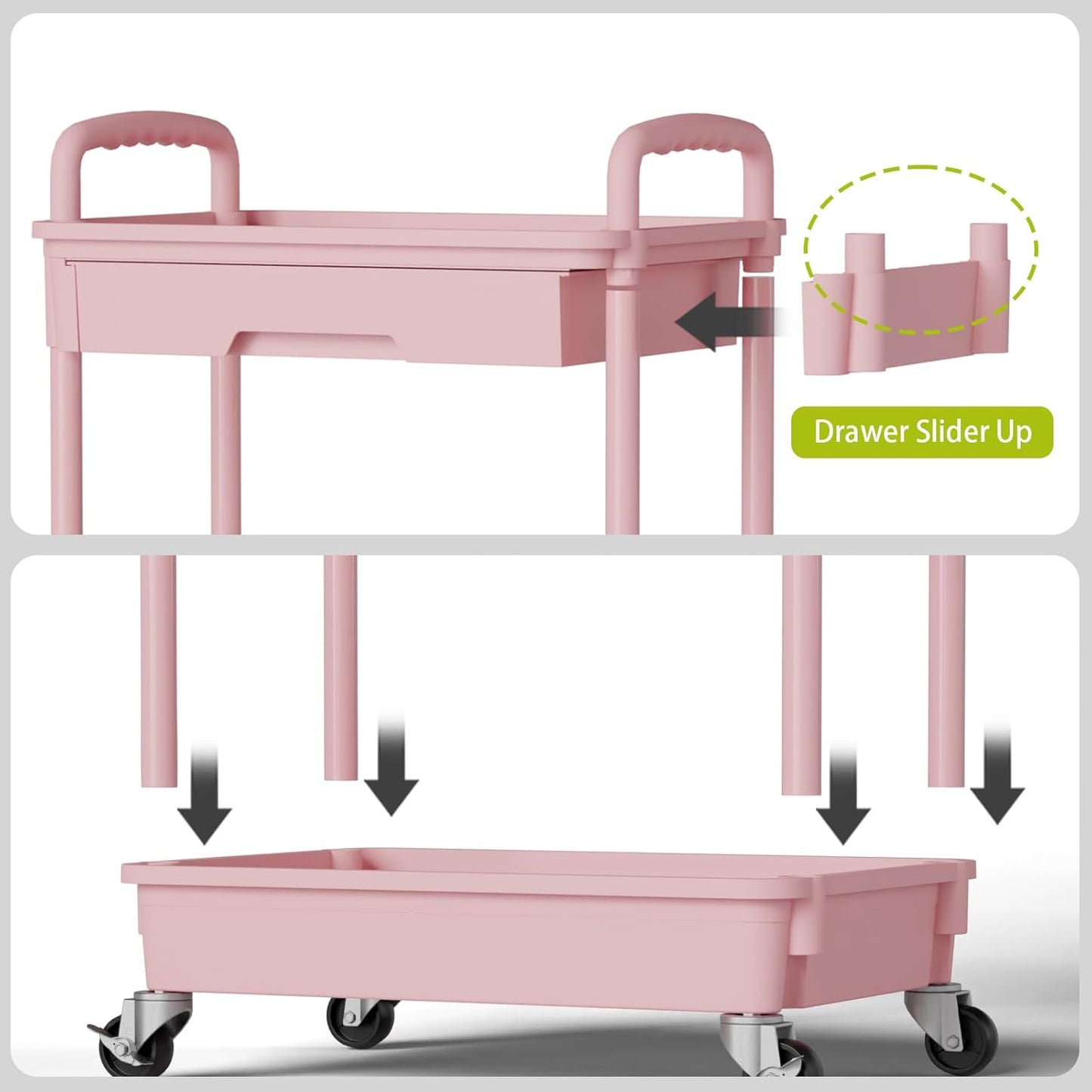 4 Tier Rolling Cart Organizer,Art Craft Diaper Bedside Snack Laundry Room Bathroom Organizer Narrow