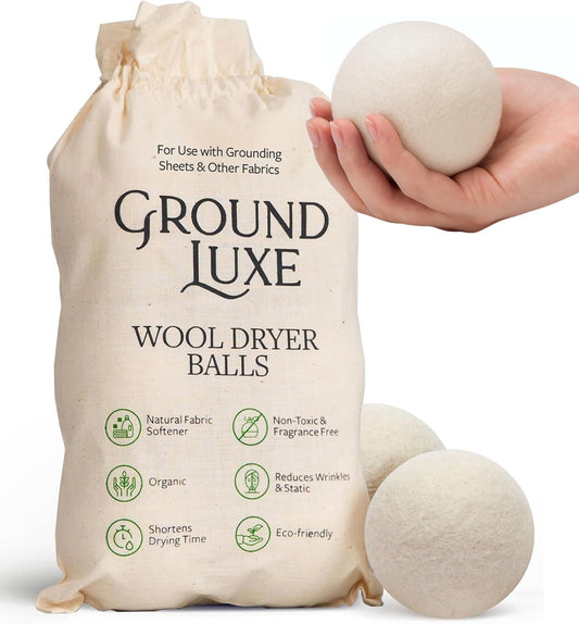 GroundLuxe Premium New Zealand Wool Dryer Balls - 6-Pack, 100% Organic, Hand-Felted, Reusable