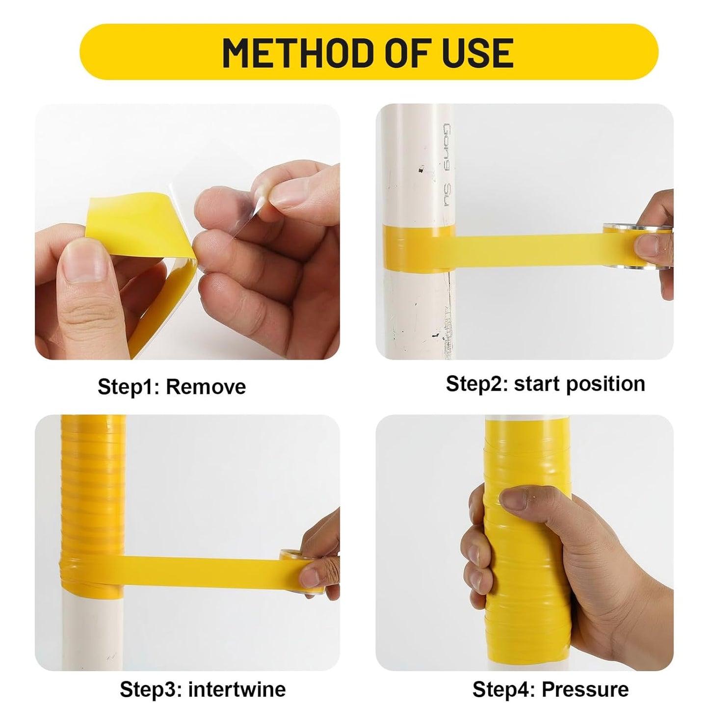 Self Fusing Silicone Tape 2 Rolls 1 in x 10' Yellow Waterproof Rescue Tape Rubber Leak Silicone