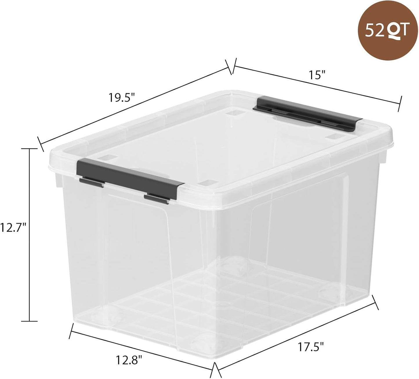 Zopnny 52 Quart Stackable Plastic Storage Bins with Latching Lids, Large Rolling Storage