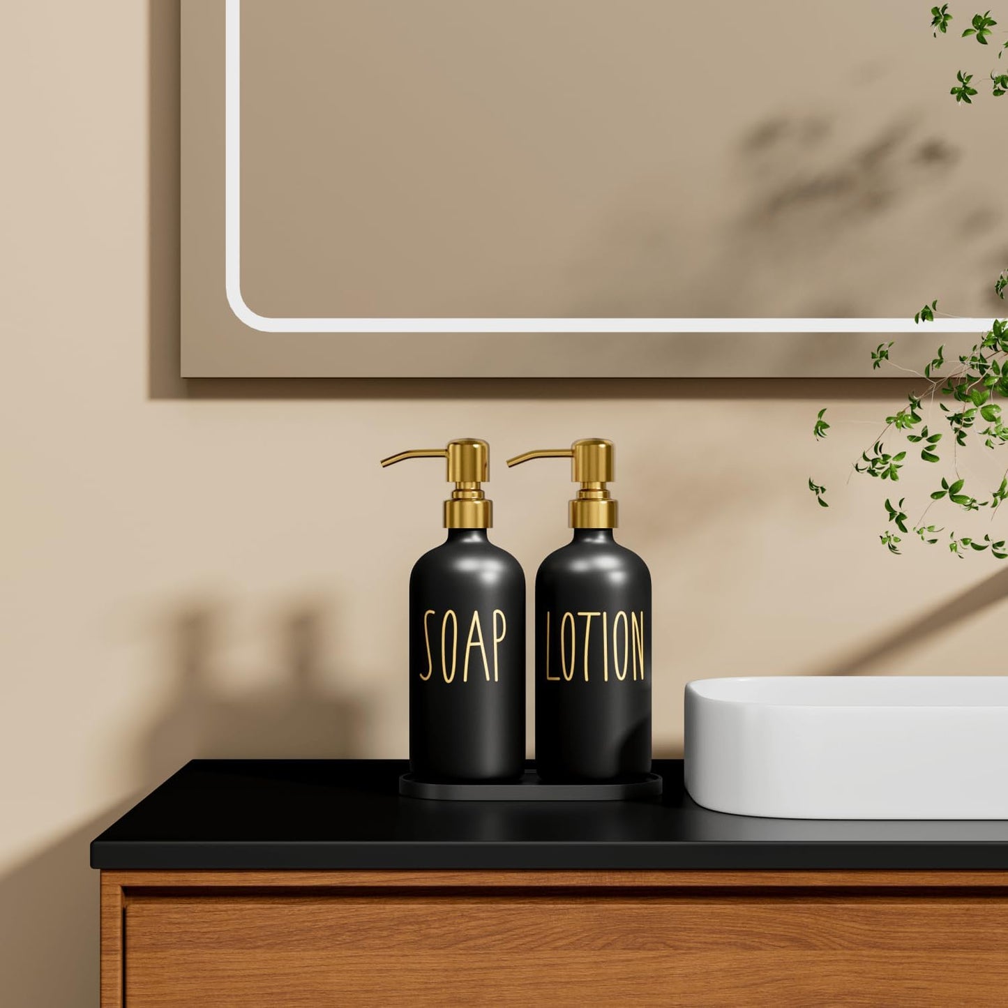 MOMEEMO Bathroom Soap Dispenser Set, Contains Hand Soap and Lotion Dispenser, Suitable for Black