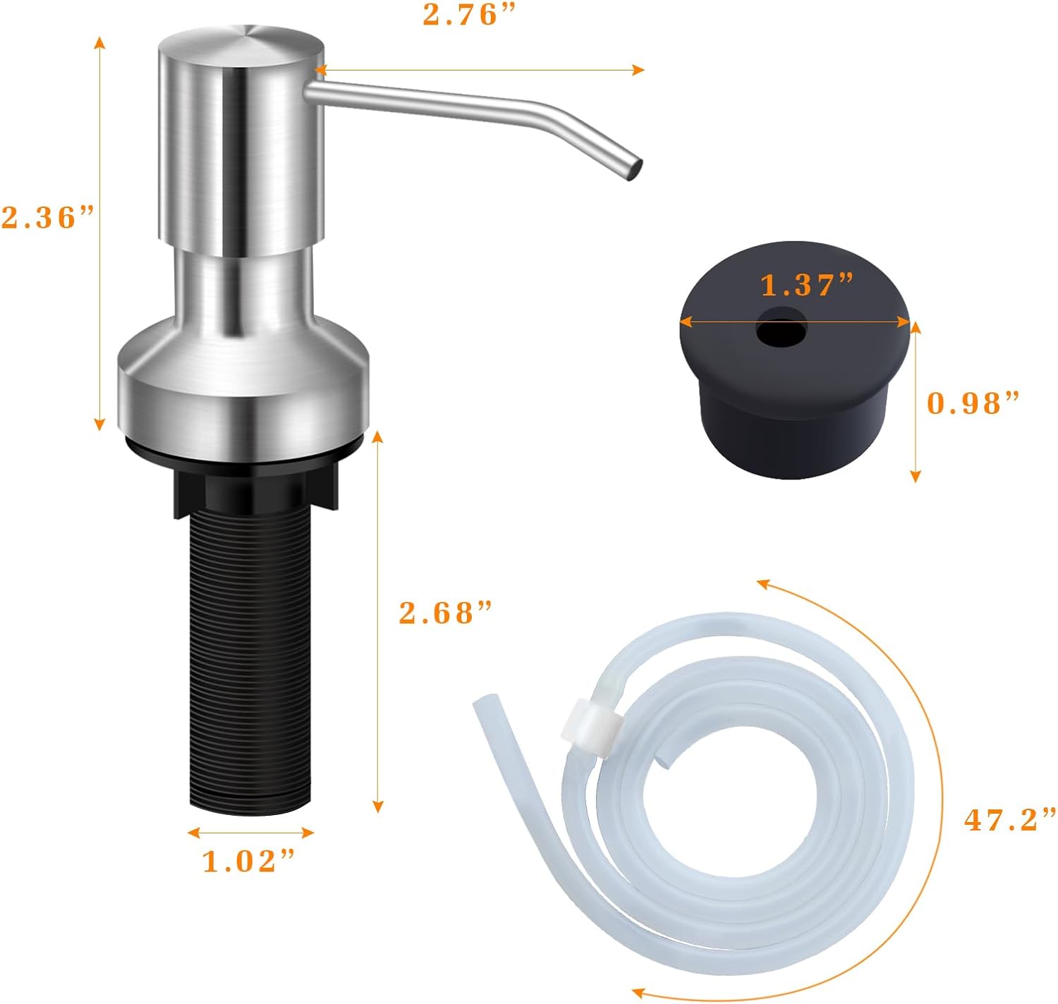 Sink Soap Dispenser for Kitchen Sink, Countertop Built in Sink Soap Dispenser with 47”Extension