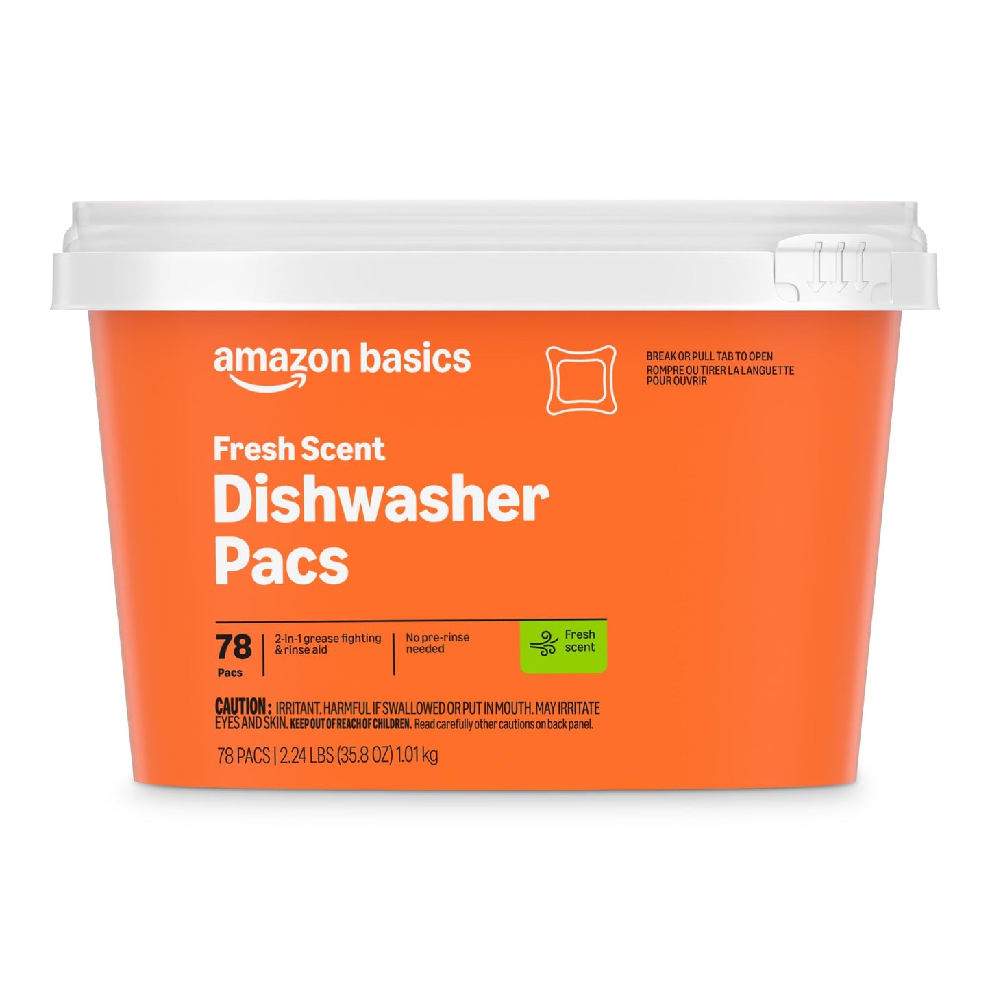 Amazon Basics Dishwasher Detergent Pacs, Fresh Scent, 78 Count