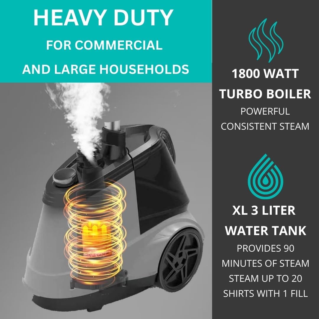 True & Tidy Heavy Duty Commercial Full Size Standing Garment Steamer for Clothes with Extra Large