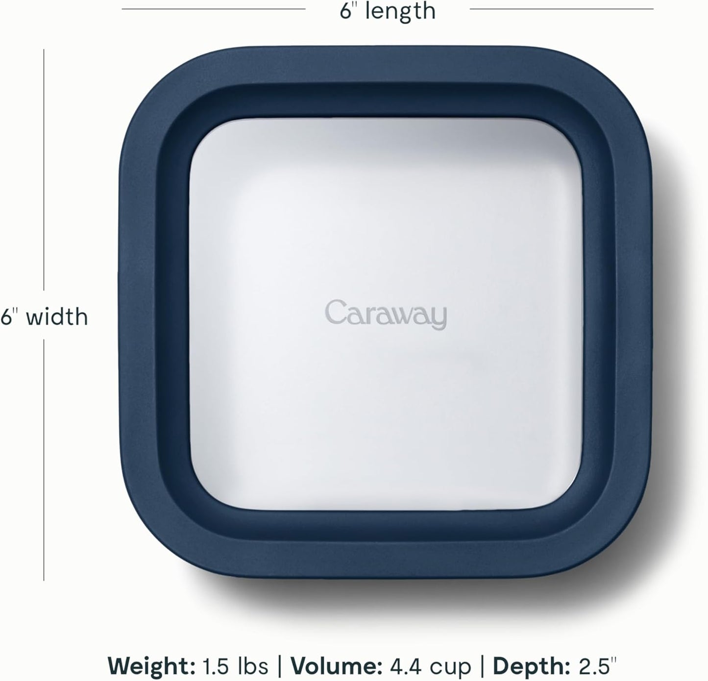 Caraway 6pc Glass Food Storage Set – 4.4 Cup Food Containers (6) - Ceramic Coated - Non Toxic, Non