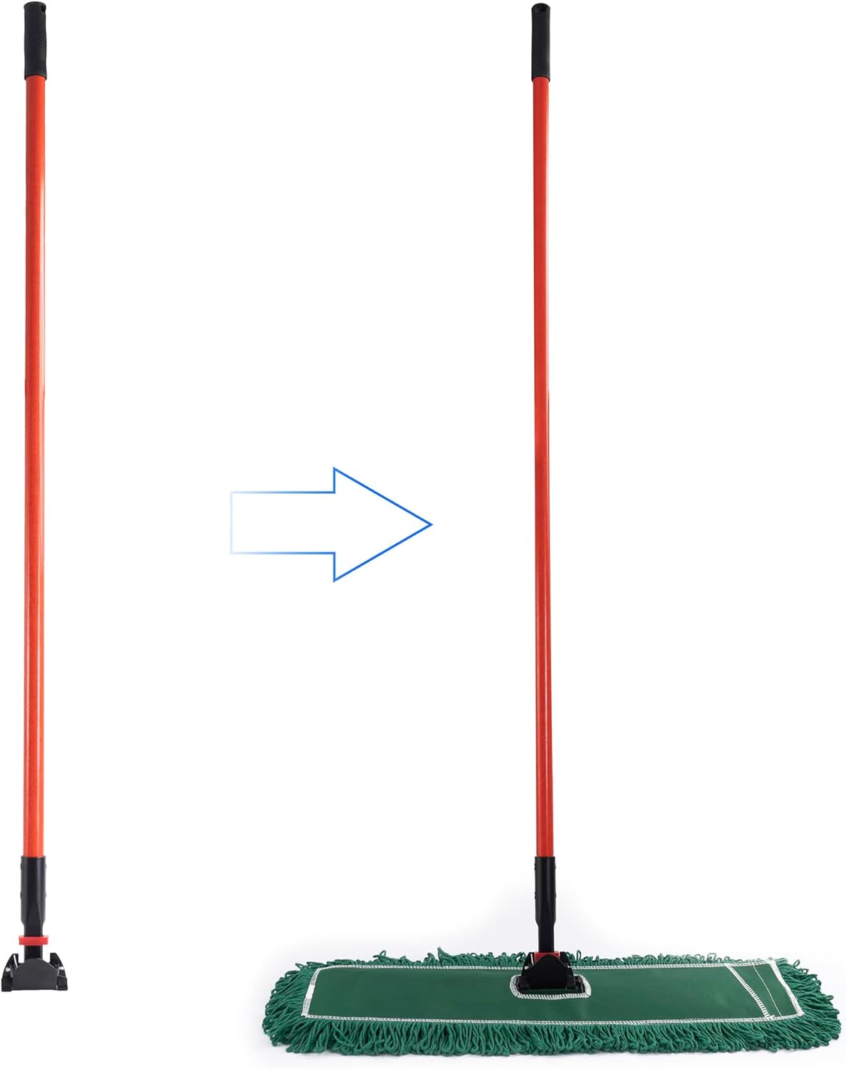 Matthew Cleaning Jaw Clamp Mop Handle, Snap-On Fiberglass Dust Mop Handle for Floor Cleaning
