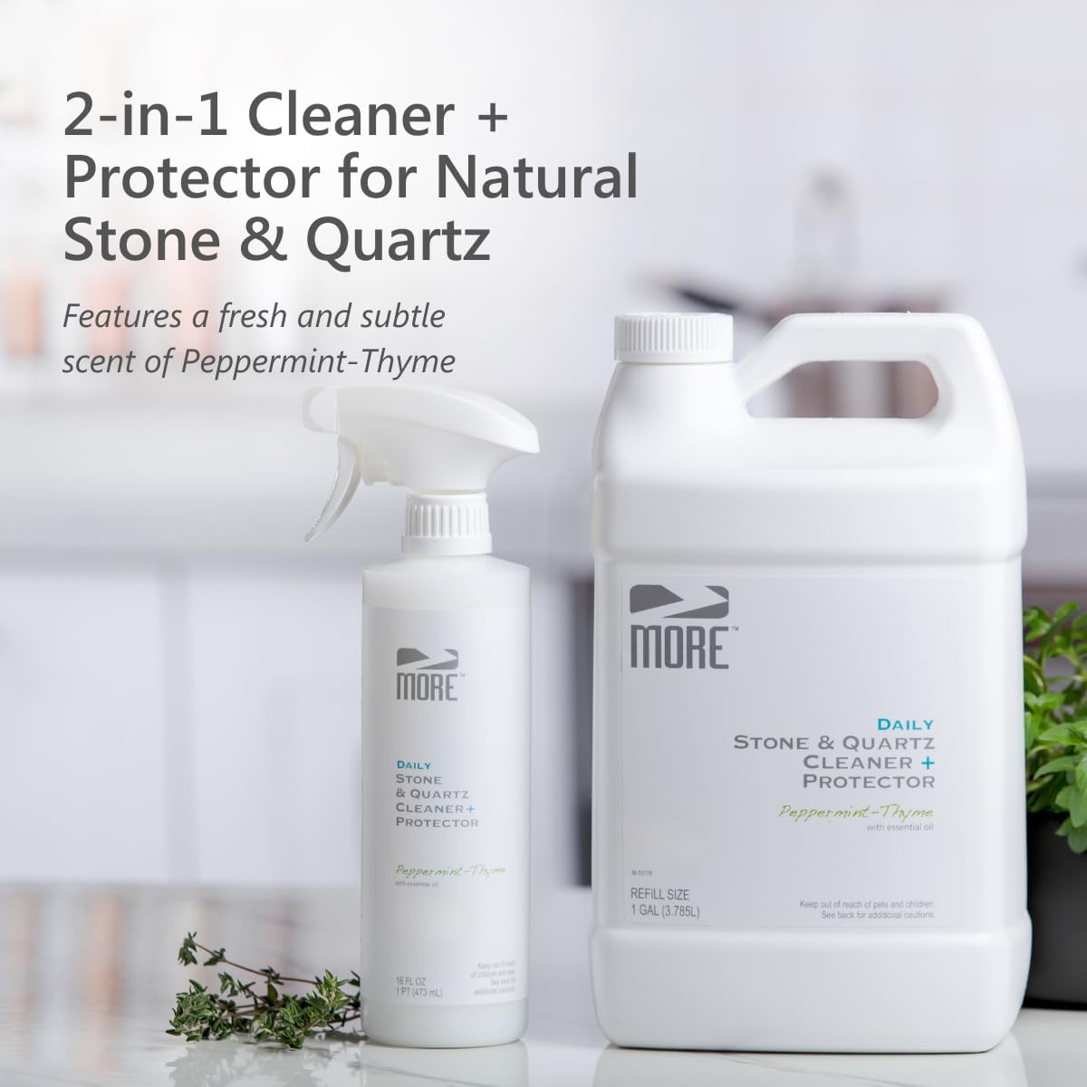 MORE Stone & Quartz Cleaner + Protector - Granite, Quartz & Marble Cleaner - For Kitchen & Bathroom
