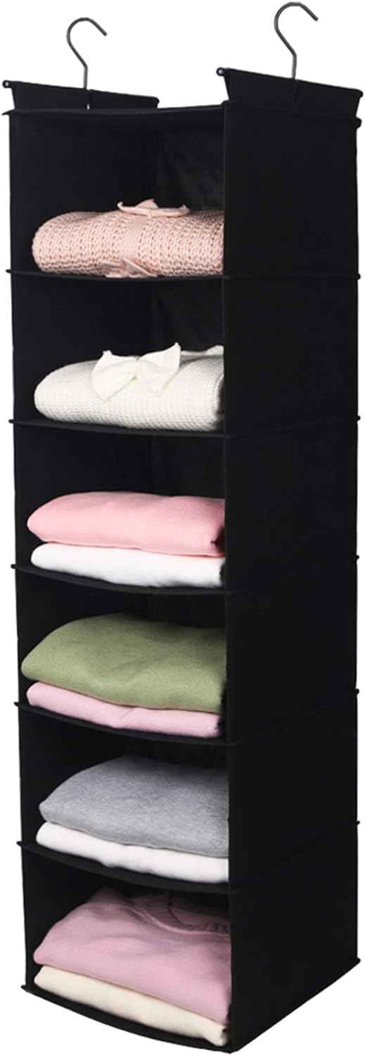 MAX Houser 6 Tier Shelf Hanging Closet Organizer, Closet Hanging Shelf with 2 Sturdy Hooks for