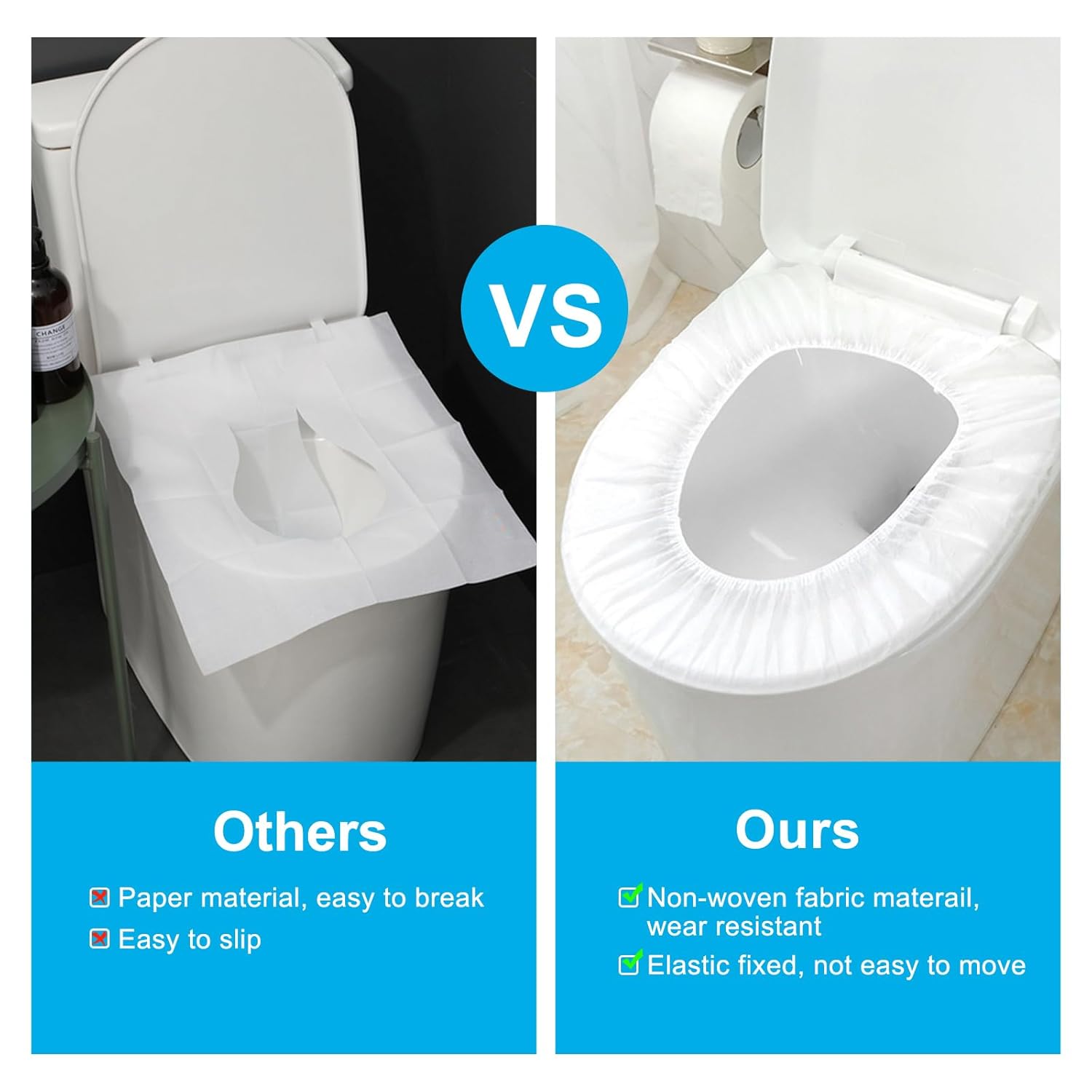 100 Pack Disposable Toilet Seat Cover Waterproof Non-Woven Fabric, Disposable Toilet Seat Covers