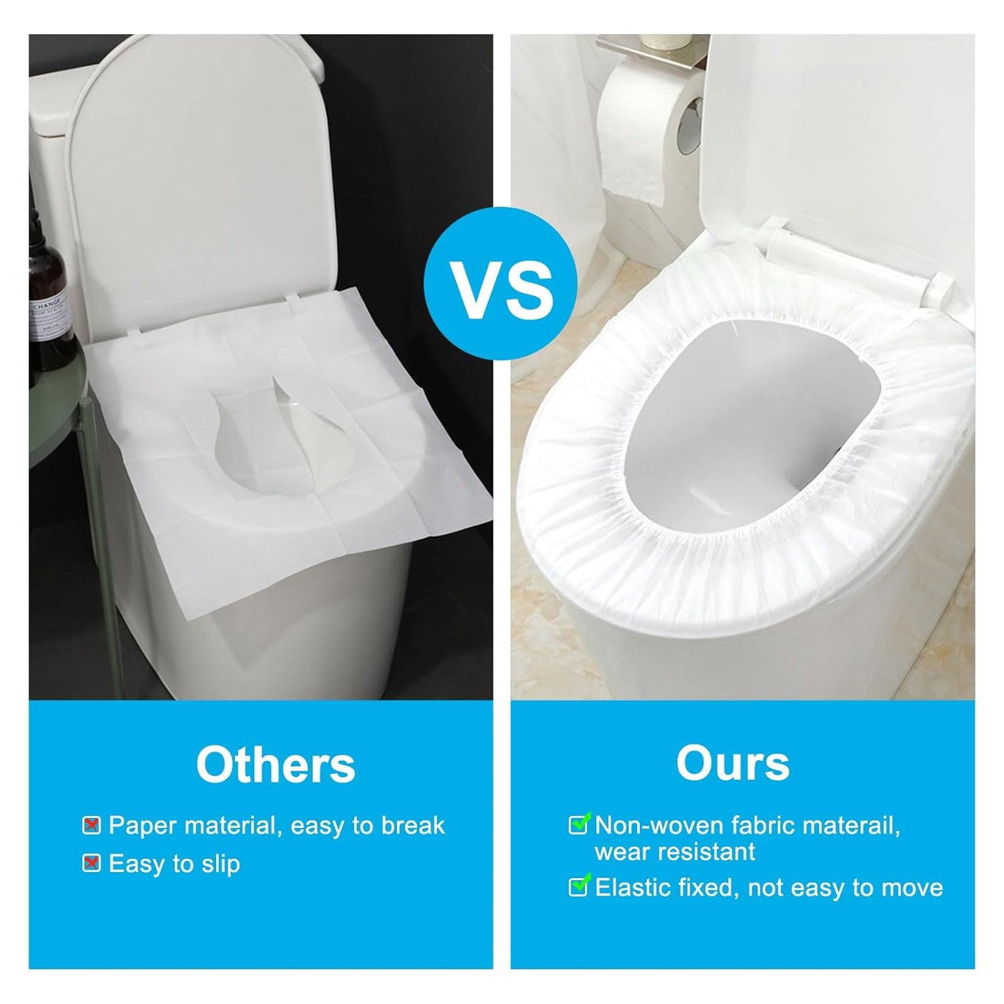 50 Pack Disposable Toilet Seat Cover Waterproof Non-Woven Fabric, Disposable Toilet Seat Covers for