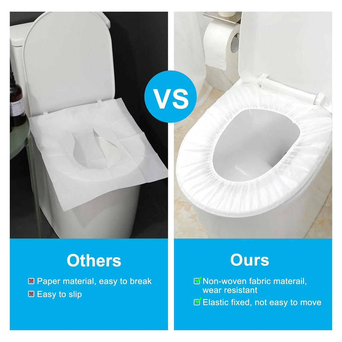 50 Pack Disposable Toilet Seat Cover Waterproof Non-Woven Fabric, Disposable Toilet Seat Covers for
