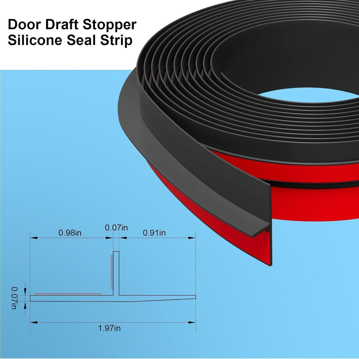 T-Shaped Door Draft Stopper, 1.97 in x 40 Ft Silicone Seal Strip for Windows Gaps, Weather