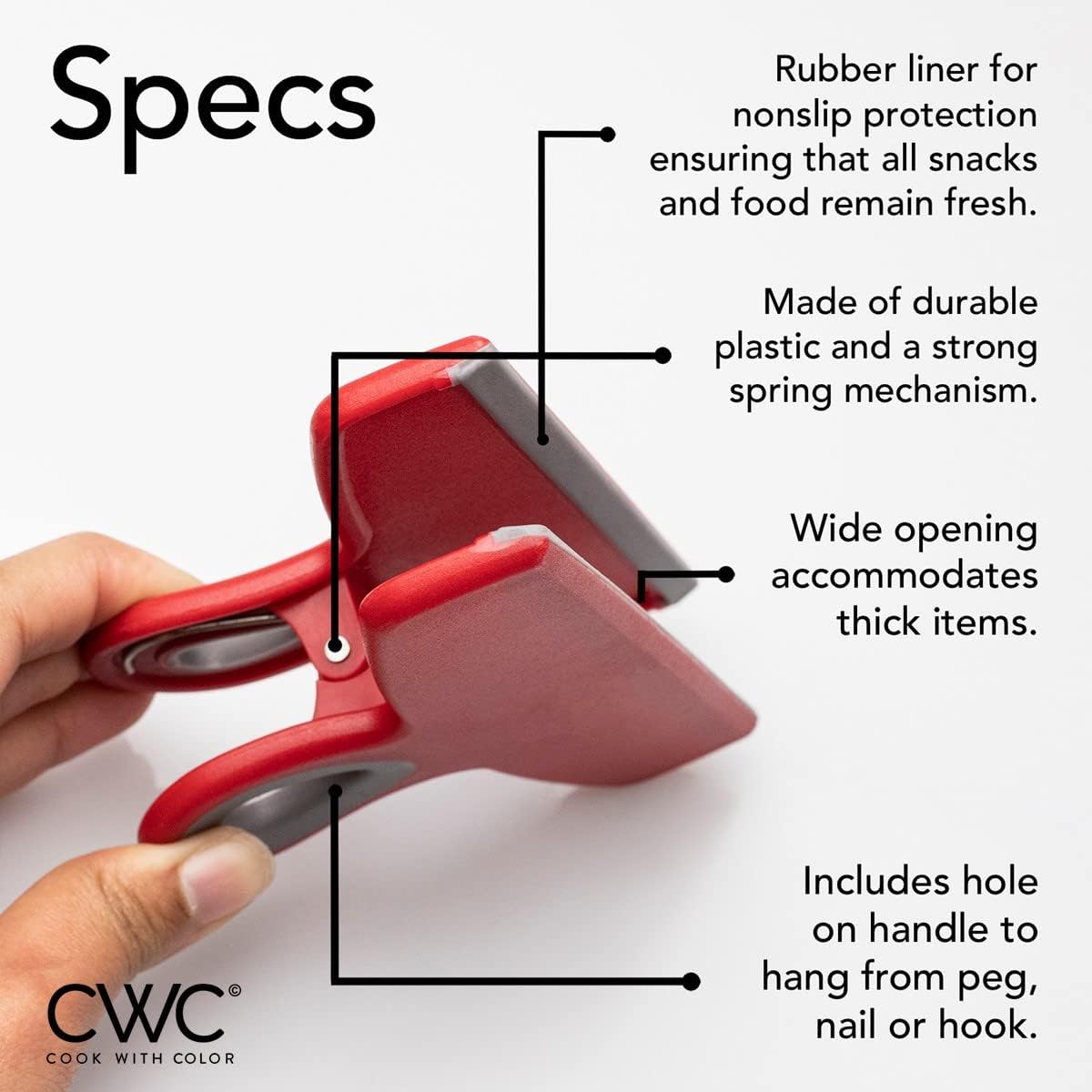 COOK WITH COLOR Bag Clips - Heavy Duty Chip Clip and Refrigerator Magnet Clips for Food Storage