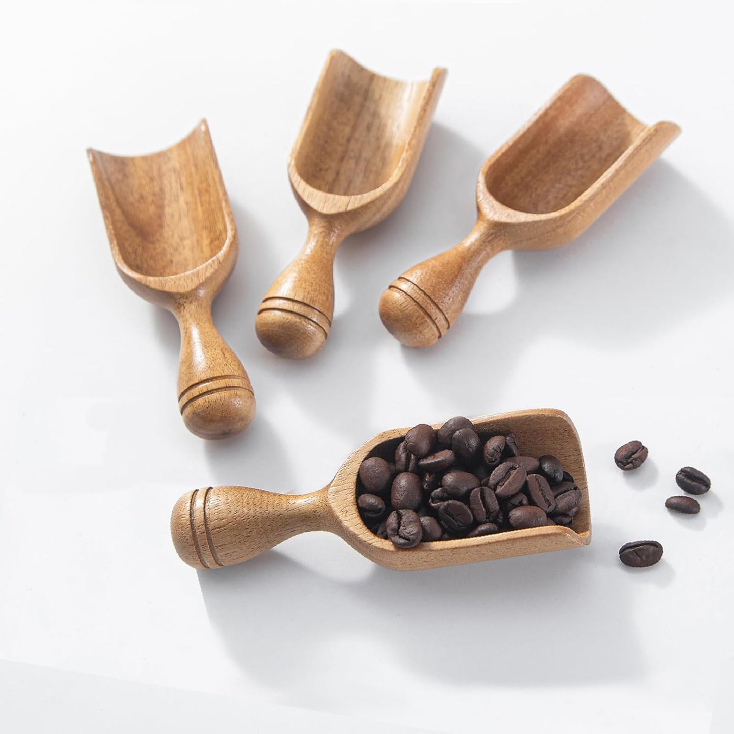 Wooden Scoops for Canisters 4PCS Acacia Wooden Scoop for Jars Small Wood Scoops for Canisters