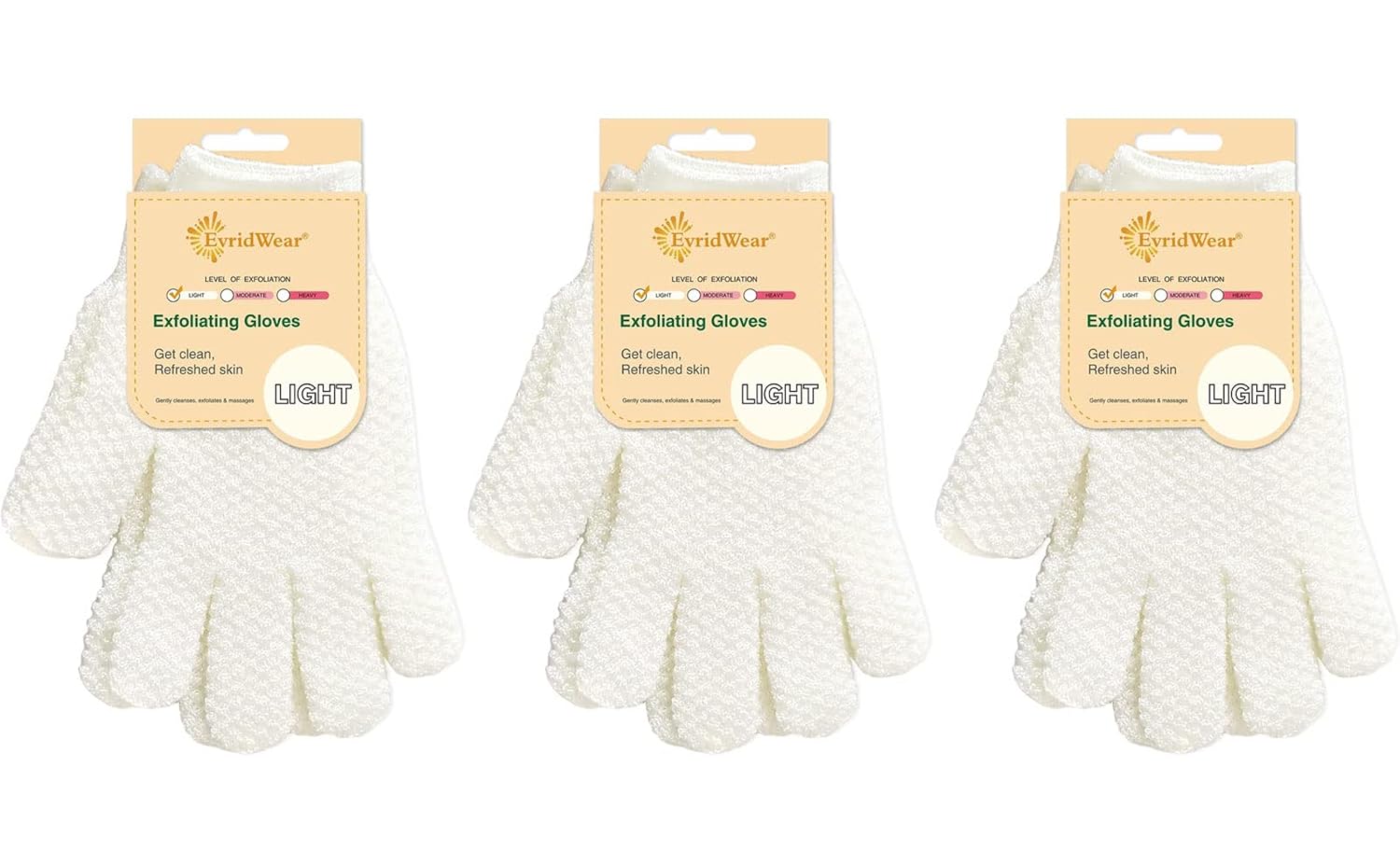 Evridwear Exfoliating Gloves for Shower, 100% Nylon Thick Soft Medium Heavy Bathing Gloves Dead