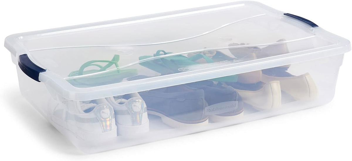 Rubbermaid Cleverstore 42 Quart Stackable Plastic Storage Bin with Lids for Garage, Closet, and
