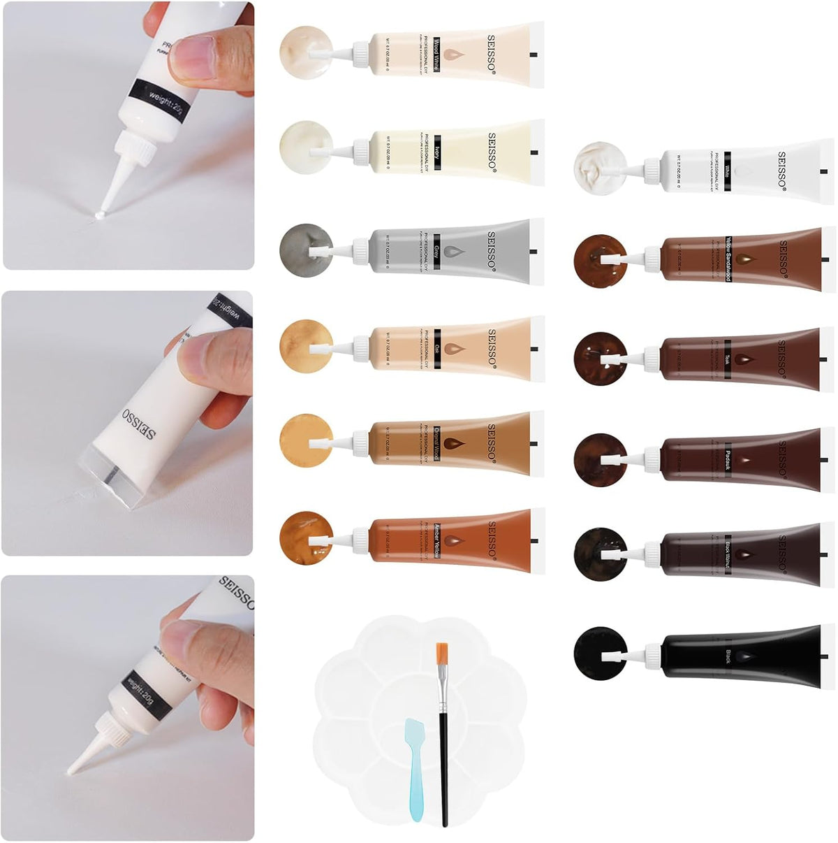 SEISSO Furniture Repair Kit, 12 Colors Wood Touch up Paint, Wood Stain, Wood Filles, Wood Paint