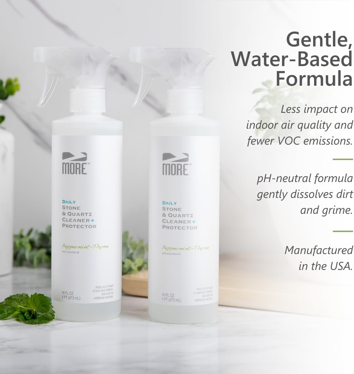 MORE Stone & Quartz Cleaner + Protector - Water Based Formula for Natural Stone and Quartz Surfaces