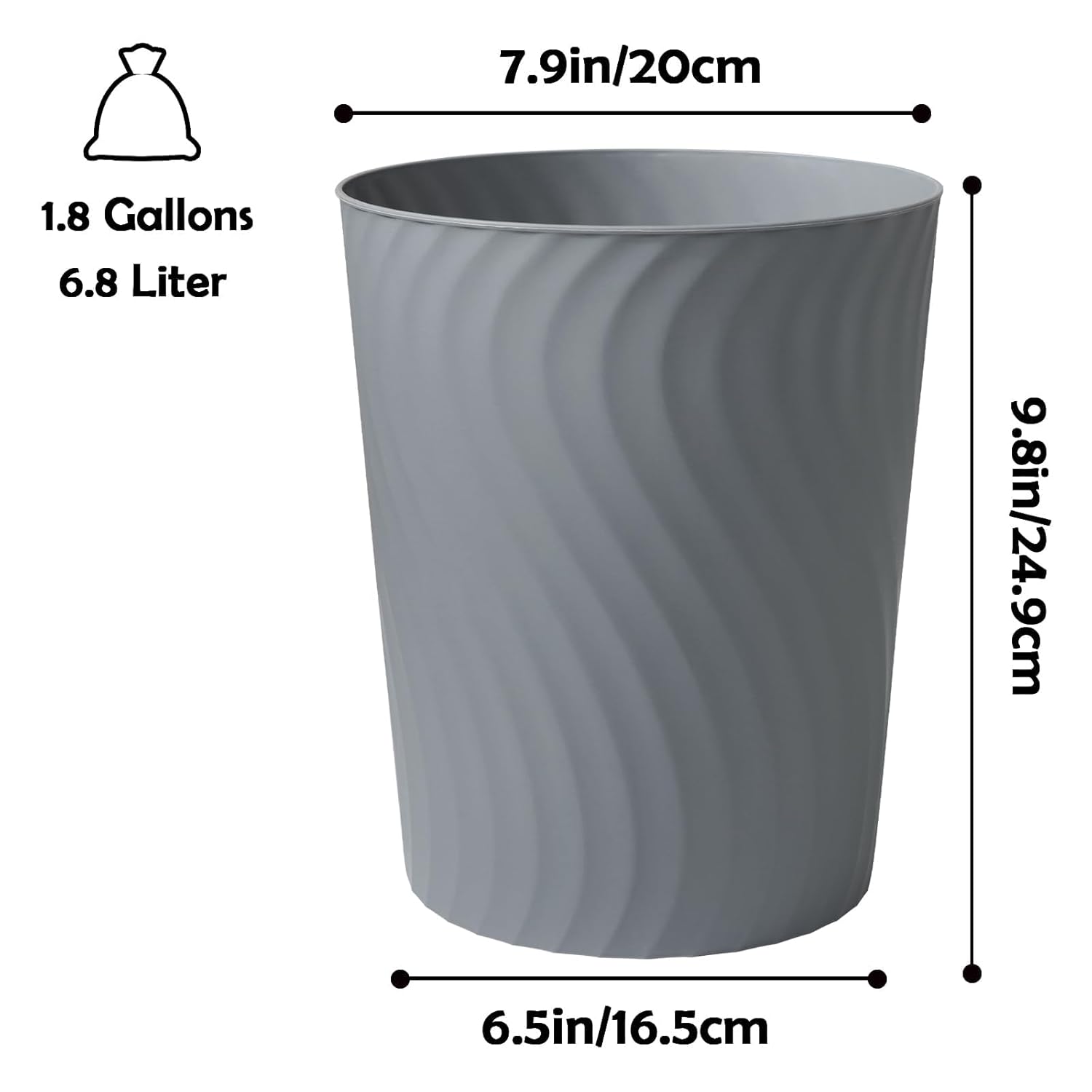 YGJT Small Trash Can, 3 Pack 1.8 Gallons Bathroom Trash Can, Slim Waste Basket, Round Garbage Can