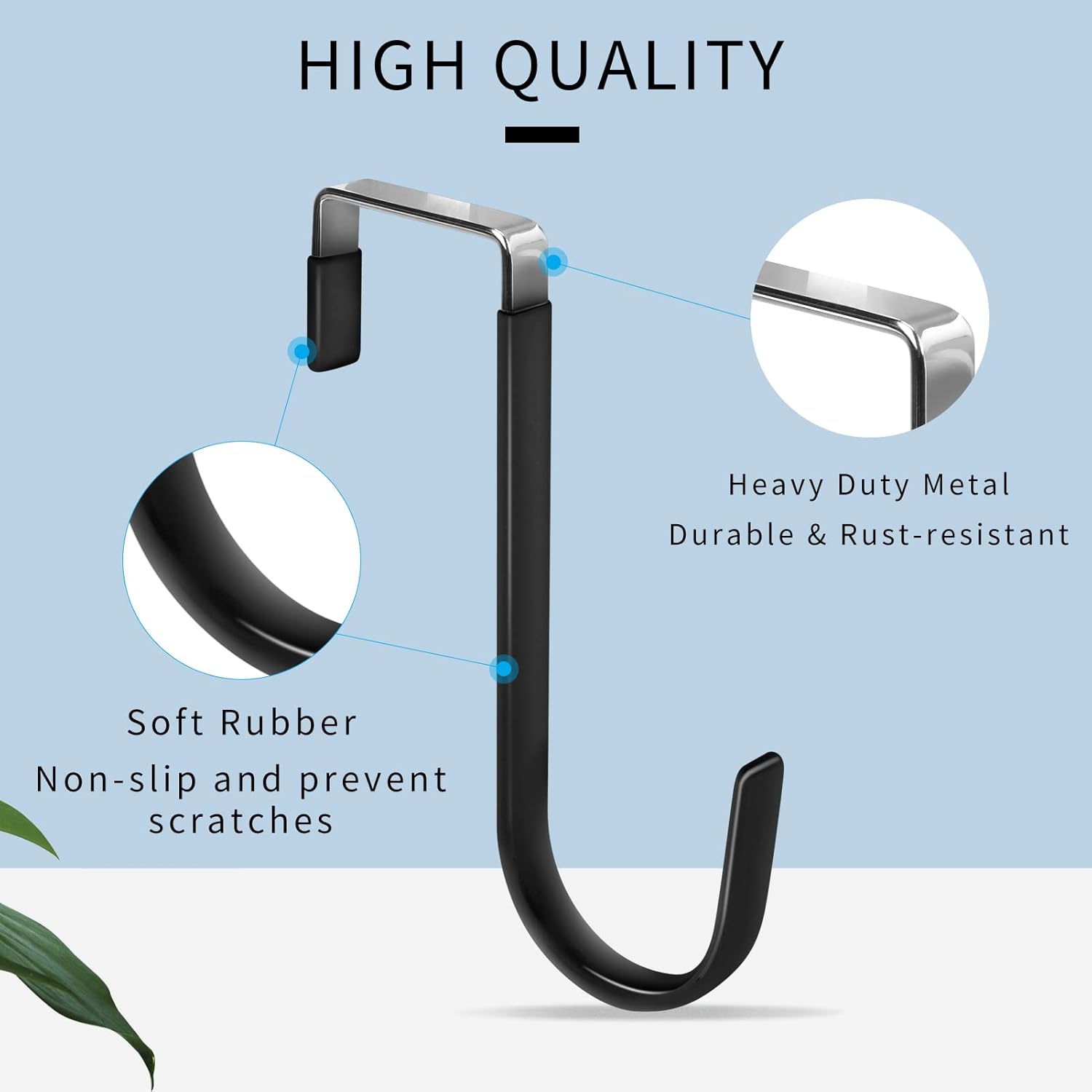 FYY Over the Door Hooks, 8 Pack Door Hangers Hooks with Rubber Prevent Scratches Heavy Duty