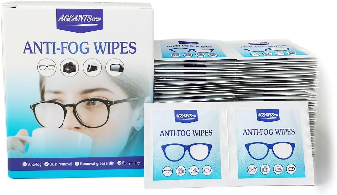 Anti Fog Wipes for Glasses (100-pack) | Pre-Moistened, Quick Dry & Scratch Free for Laptop Screens