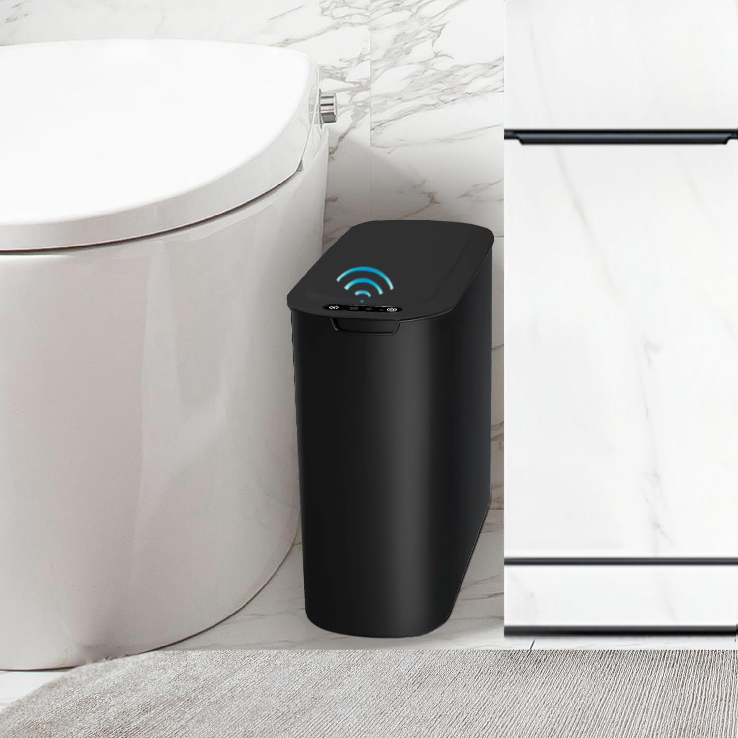 TIPGO Automatic Motion Sensor Bathroom Trash Can with Lid, 2.6 Gallon Touchless Trash Bin, Smart