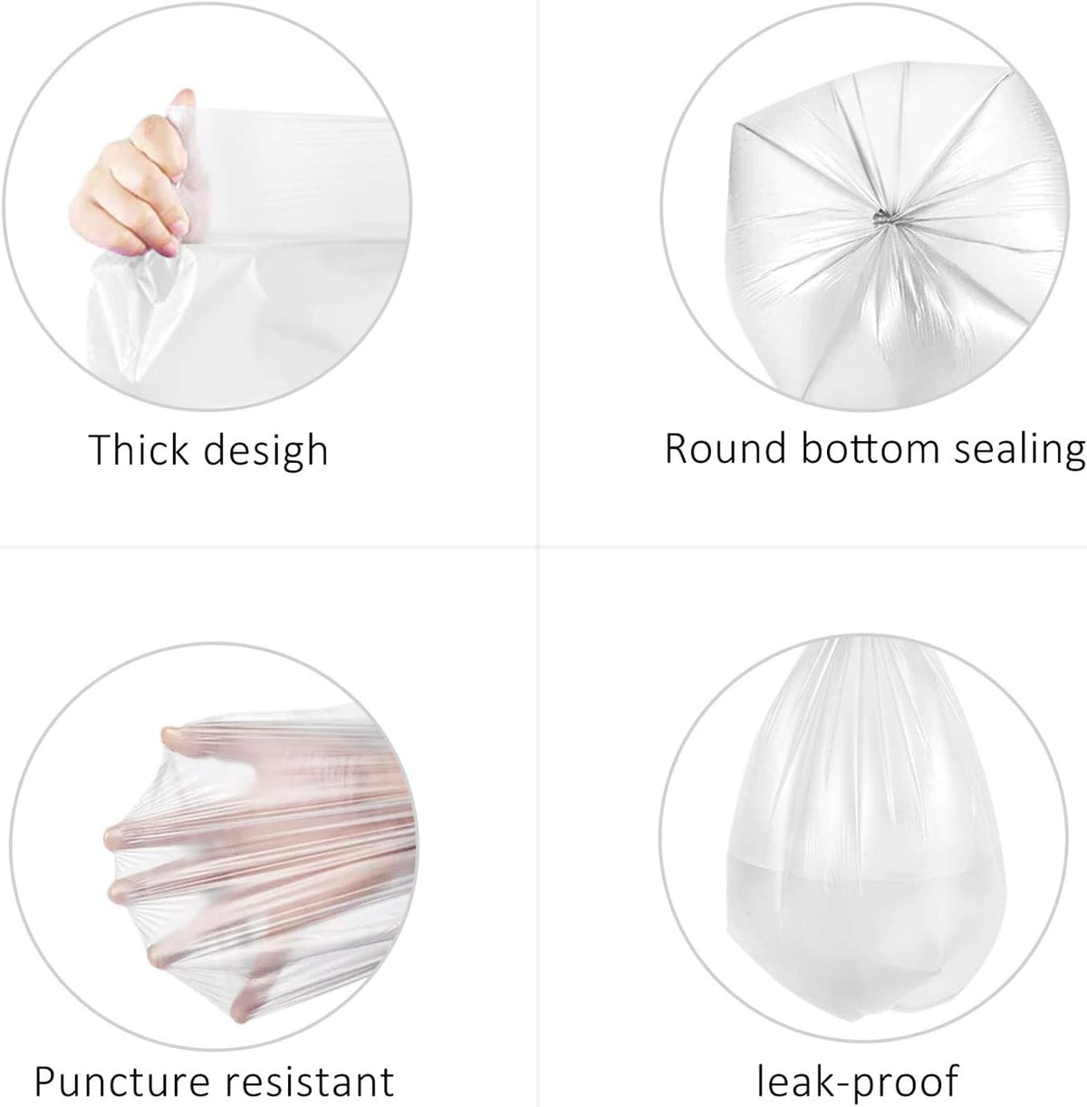 180 Counts 2 Gallon (1.8-2 Gal) Small Trash Bags Garbage Bags by RayPard, fit 1.6,1.8,2,2.2 Gal